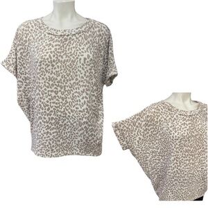 Women’s STACCATO Animal Print Boatneck Size  Medium Top Short Sleeve Bei…